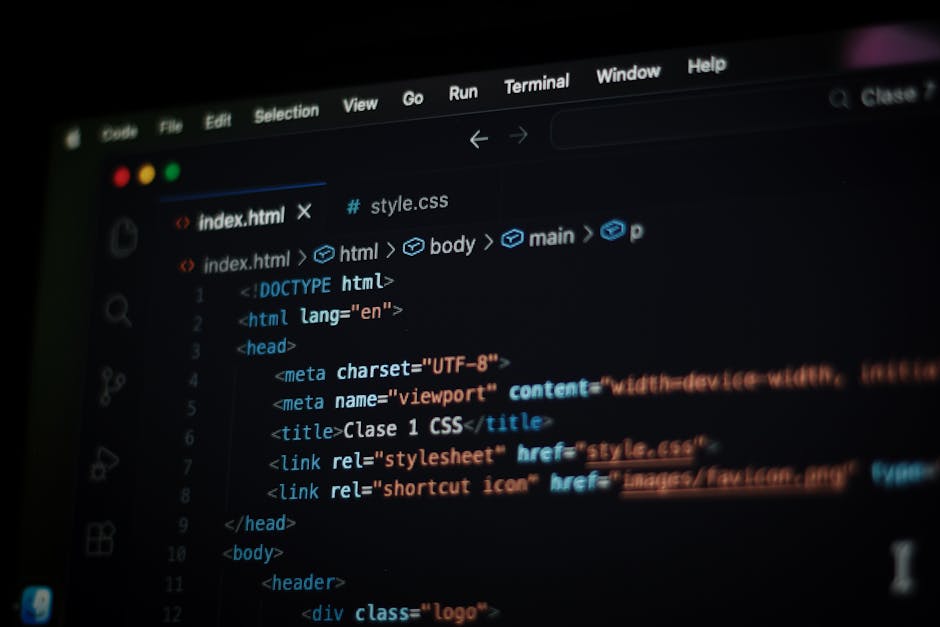 Close-up of a computer screen displaying lines of code in a text editor with syntax highlighting, including HTML tags, class attributes, and image file paths. The code is written in multiple colors su